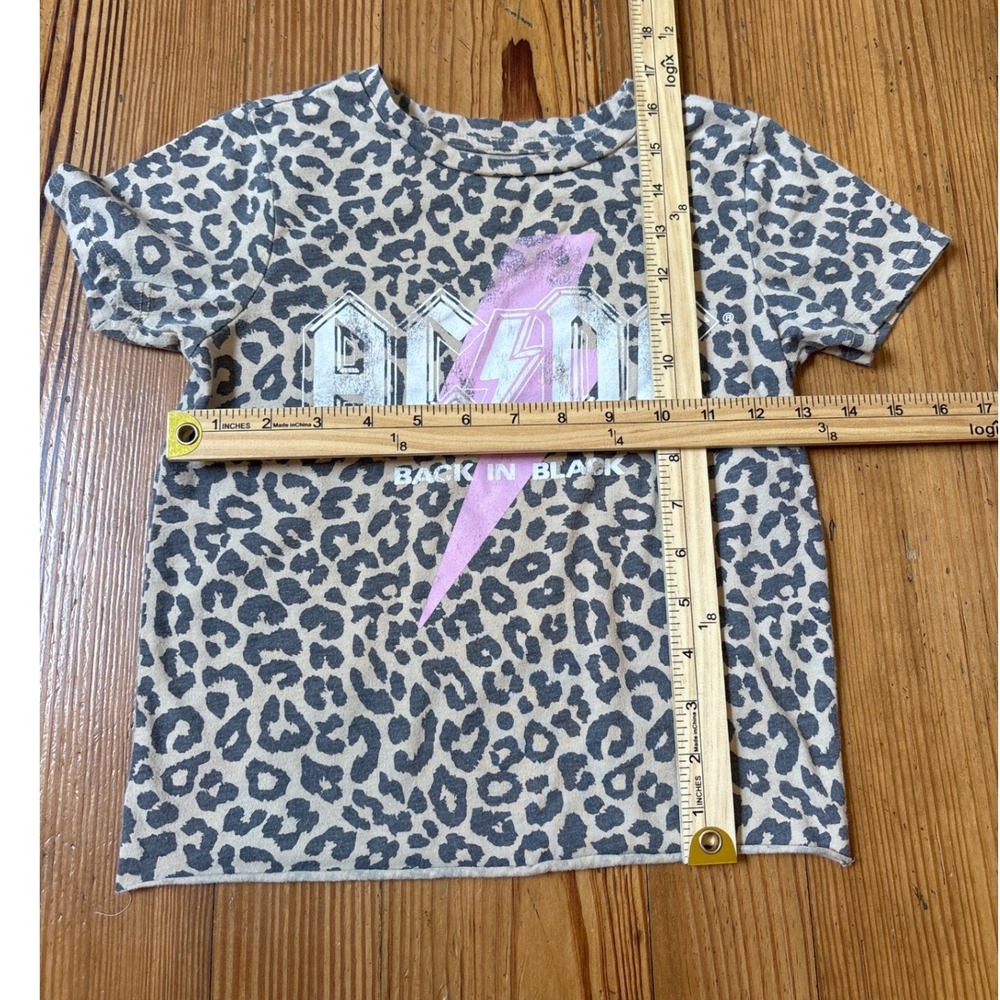 AC/DC Graphic T-Shirt Kids‎ Tan Leopard Print Rock Band Tee SIZE M 7/8 - Picture 4 of 5